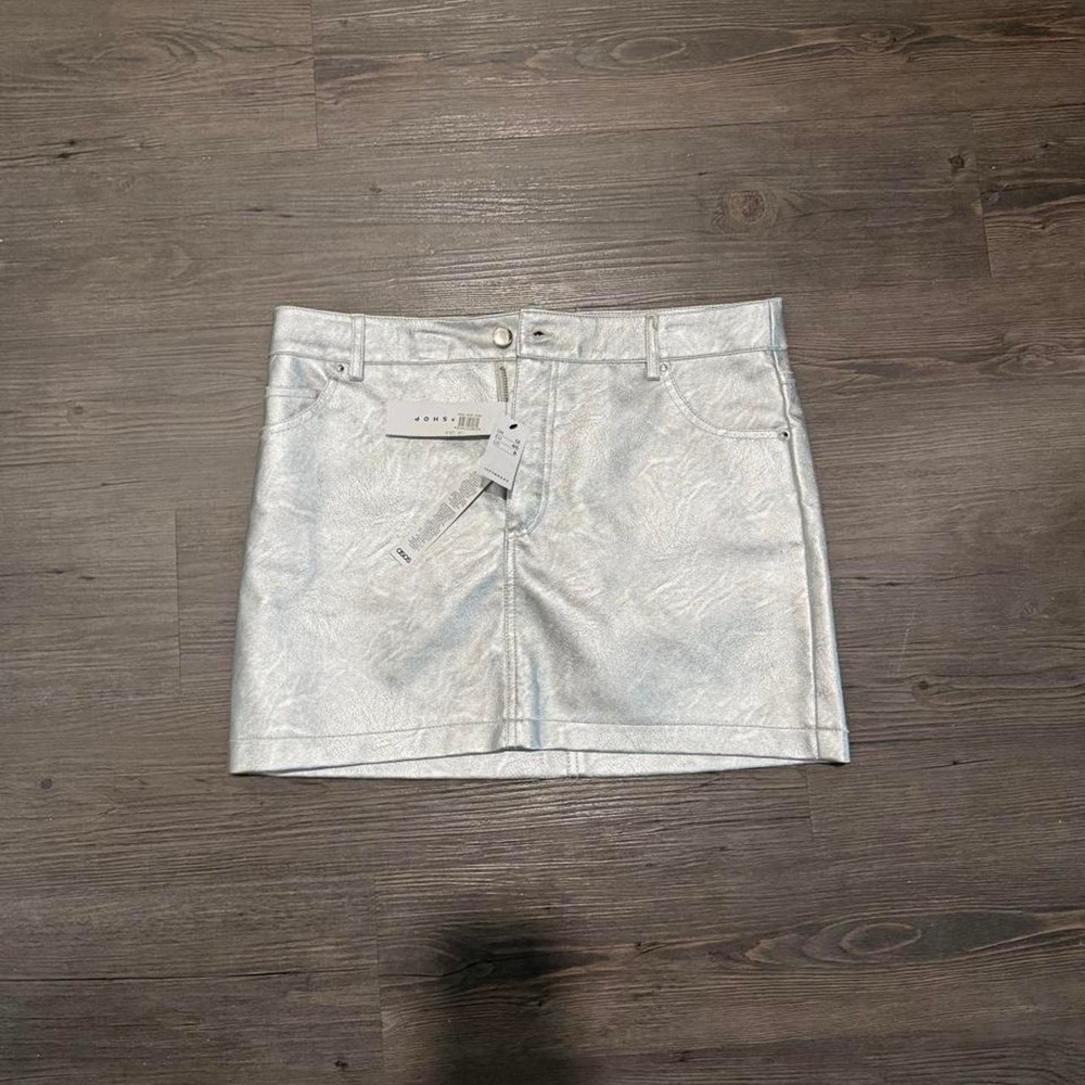 NWT Topshop silver metallic mini skirt